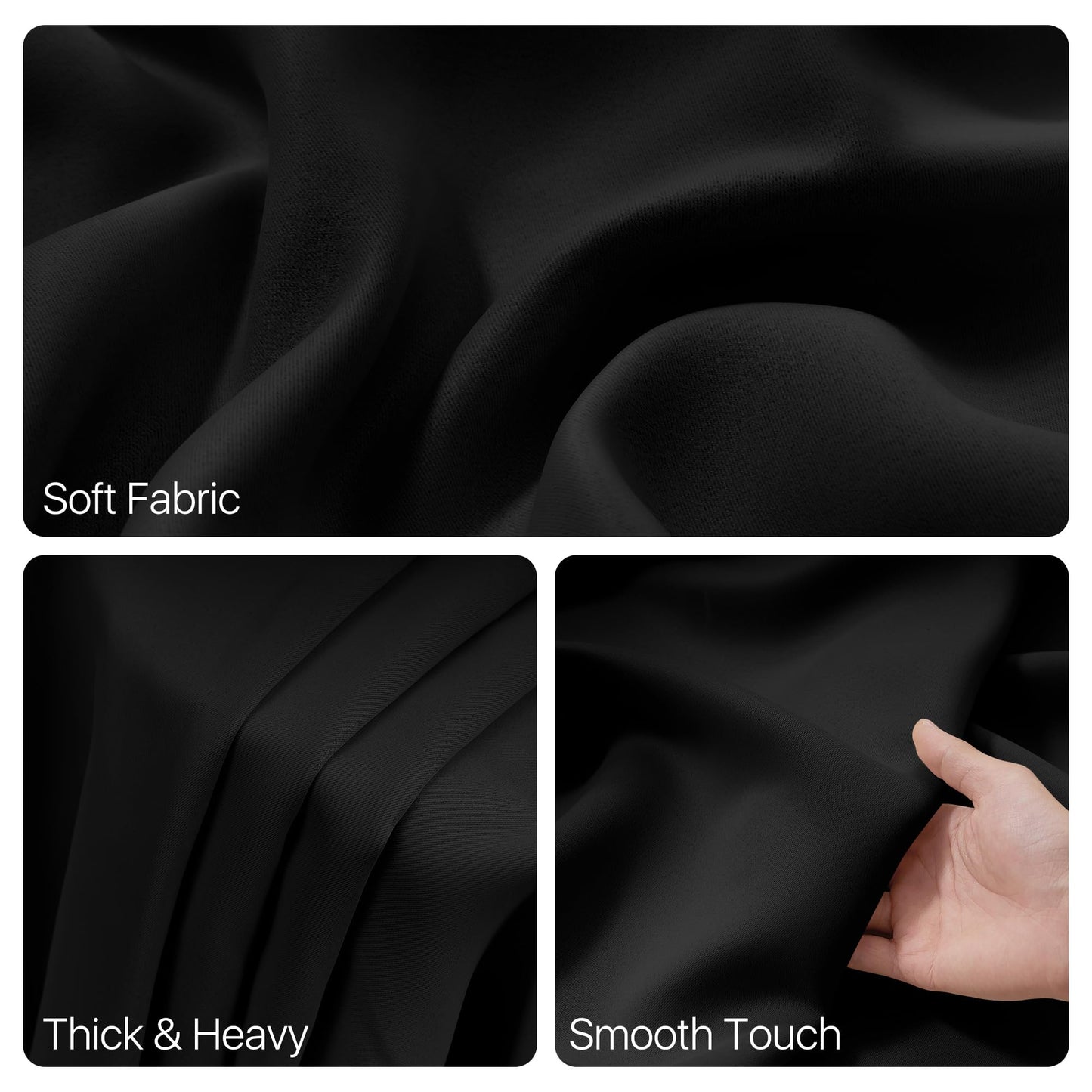 RYB HOME Room Divider Curtains with Flexible Bendable Track, Heavy Duty Blackout Privacy Drape Set for Curved Bedroom/Living Room Bay Windows/RV/Corner Partition, W100xL84, Black, 1 Panel