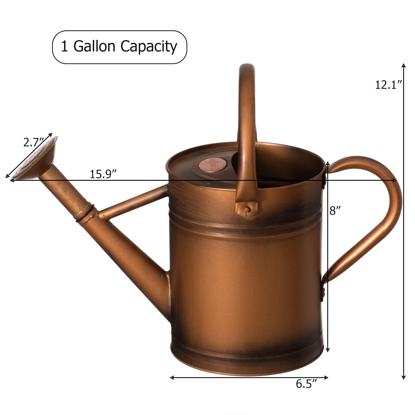 Gardenised 1 Gallon Metal Watering Can with Removable Long Spout & Sprinkler Head for Indoor & Outdoor Use Ideal for Garden Flowers Potted Plants Houseplants Modern Decorative Home Accessories, Bronze