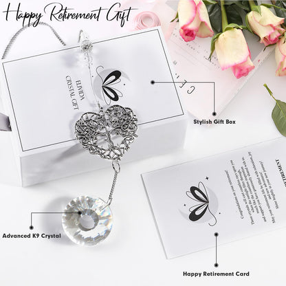 Elivida Retirement Gift for Woman Men, Best Gifts for Retirement 2025, You Shine The Work Rainbow Maker Cool Farewell Gifts, Going Away Gift Crystal Hanging Ornament, Heart Shaped Tree Life Design