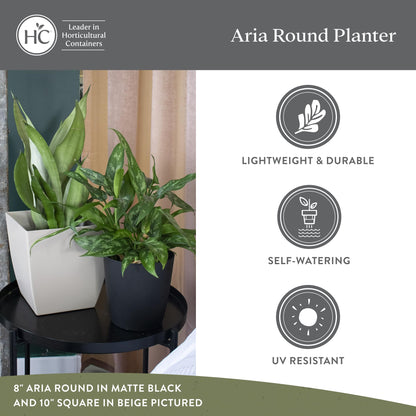 The HC Companies Aria Round Self-Watering Pot - Lightweight Plastic Planter for Herbs & More - Durable Plant Pots for Indoor Plants & Outdoor Plants (6" Glossy Avocado, Pack of 1)