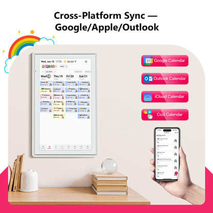 21.5 Inch Digital Calendar, Full HD Touchscreen Smart Planner for Family Schedules - Wall Mount, Great for Seamless Daily Planning & Household Organization, with LED Reminder Light