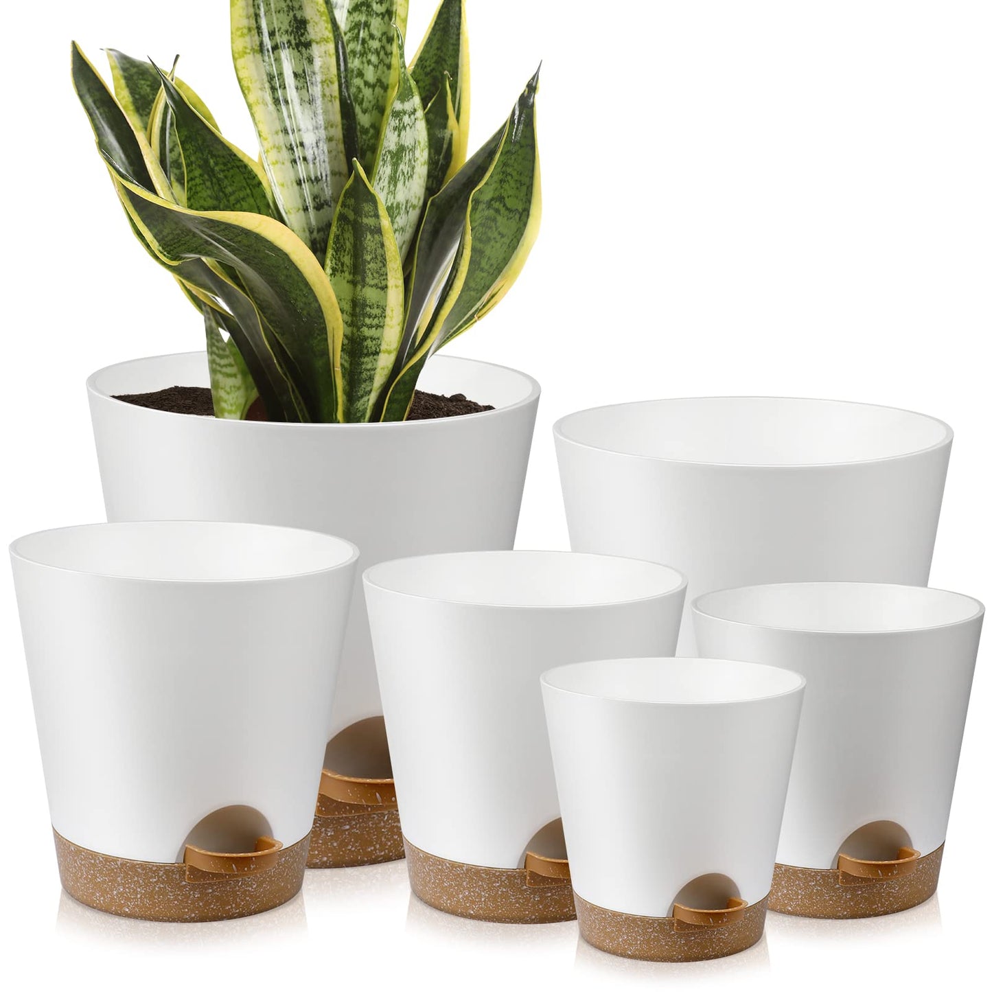 YNNICO Plant Pots 12 10 9 Inch Set of 3, Flower Pots with Multi Mesh Drainage Holes