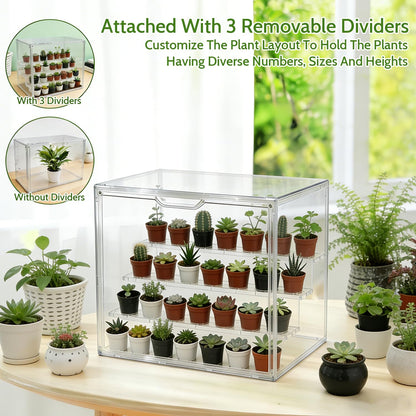 LOLEDE Clear Acrylic Mini Greenhouse Indoor, Small Stackable Tabletop Portable Acrylic Green House with Magnetic Door for Plant Seed Germination, Home Gardening Display,etc. (14.2x8.7x10.6in, 1 Pack)