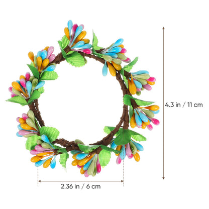 Yardwe 4 Pcs Easter Candle Rings Wreaths Artificial Spring Mini Pip Berry Wreath for Pillar Candles Rustic Farmhouse Table Centerpiece Kitchen Cabinet Decor Ring Holder