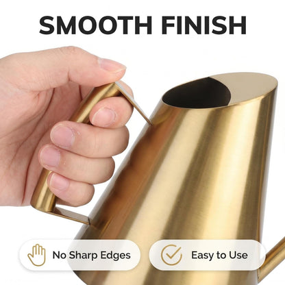 50.8 oz Watering Can Indoor Plants Stainless Steel Plant Waterer Watering Pot Sprinkle Pot Garden Flowers Plants Flower Tool Gold Watering Can with Long Spout (1500ml)
