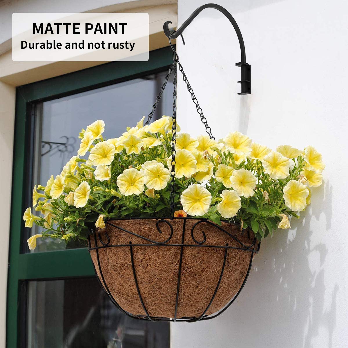 Foozet Swivel Plant Hanger for Hanging Plant, Plant Hanging Holder,Heavy Duty Black Iron Plant Hanger Brackets for Hanging Planters and Flowers Baskets Planter Outdoor (2 Pcs-16 Inches)