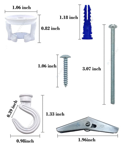 Swivel Swag Hooks for Ceiling Hanging - Heavy Duty Ceiling Hangers for Plants & Lights - Zinc Bolt Hook Installation for Cavity Wall Fixing (White 4 Pack)