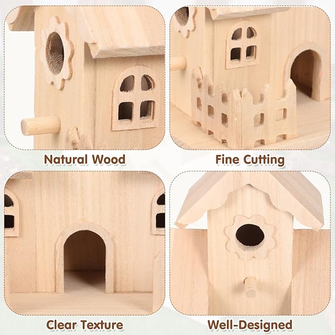 Toddmomy Solid Wooden Bird Nest Box 7.87X4.92X7.87In Unfinished Hanging Birdhouse for Garden Patio Home Decor and Small Pets Sleeping Nest