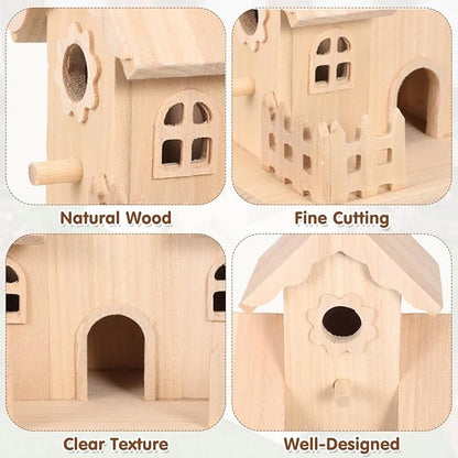 balacoo Wooden Bird Nest Hanging House Unpainted Solid Wood Birdhouse for Garden Patio Indoor Outdoor Decor Suitable for Small Birds and Pets
