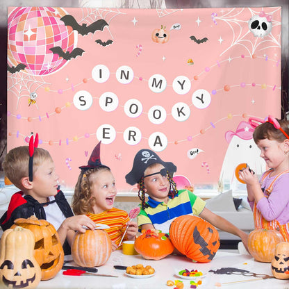 MEHOFOND 7x5ft Halloween in My Spooky Era Backdrop Pink Ghost Groovy Hippie Birthday Party Glitter Disco Bachelorette Decorations Photography Background Banner Photo Booth Props
