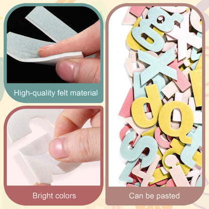 Breling 310 Pieces Felt Letter Bulletin Board Letters Sticker with Number 2" Bulk Self Adhesive ABC Upper Lowercase Sticky Letter for Xmas Gift Bulletin Board Classroom(Boho Color)