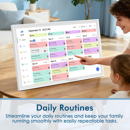 27 Inch Digital Calendar Max, Smart Chore Chart Electronic Weekly and Monthly Planner 1920 * 1080P IPS Display Wall Mount in Portrait or Landscape Schedules for Home and Office Gifts for Women
