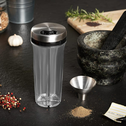 COLE & MASON Stainless Steel Salt and Pepper Funnel - Versatile Small Funnel for Filling Spice Jars and Other Kitchen Essentials - Convenient Funnels for Kitchen Use Filling Bottles - Metal Funnel