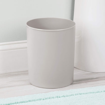 iDesign Franklin BPA-Free Plastic Round Waste Basket, 8" x 8" x 9.75", Light Gray,19802