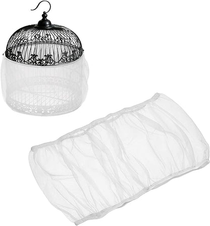 Bird Cage Seed Catcher, Bird Cage Net Cover Seeds Guard, Universal Birdcage Accessories, White, Circumference 90.6"-118.1", Height 19.7" for Parrot Cockatiel Enclosures