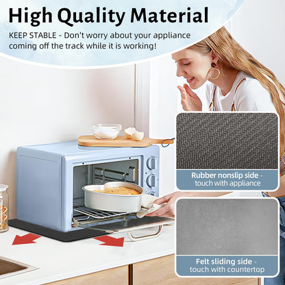 LOPNUR 14"x10" Small Appliance Slider, Appliance Sliders for Kitchen Appliances, 360° Rotating Sliding Tray for Coffee Maker, Heat Resistant Mat Cut to Fit Stand Mixer Air Fryer Microwave, Gray