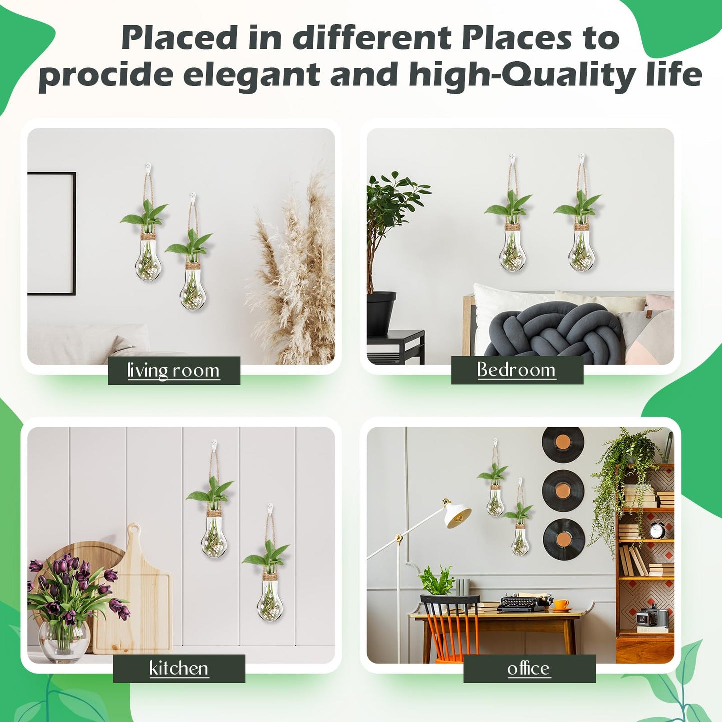 Baderke 12 Pack Hanging Propagation Station 3.9 Inch Plastic Plant Vases with Hooks & Cleaning Brush Clear Window Jars for Plant Clippings, Home Office Decor, Gardening Gifts for Women
