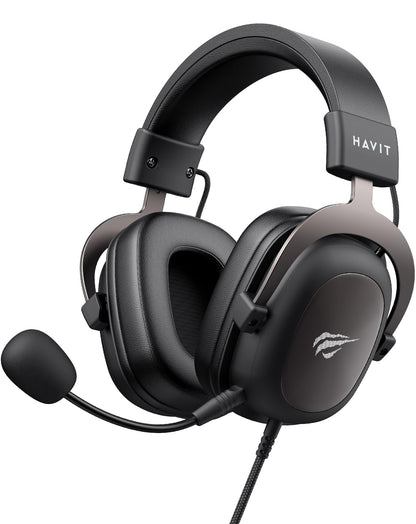 havit H2002d Gaming Headsets for PS4,PC, 50MM Drivers Surround Sound PS5 Headset with Mic Gaming Headphones with Mic Durable Aluminum Frame Valentines Gifts for Men