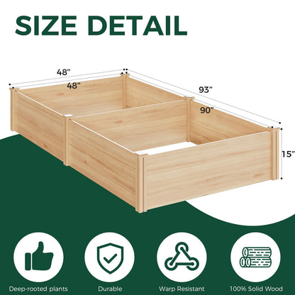 ZIENLIFE Raised Garden Bed for Outdoor, 8x4 Ft Wood Garden Bed with 15 Inch Depth for Flowers/Vegetables/Herbs in Backyard Patio Outdoor, Open Base Bottom Planter Box