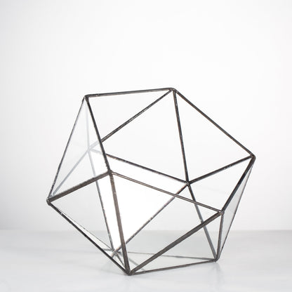 NCYP Opened Geometric Glass Terrarium, 6.69" Bowl Shape Planter for Succulent Plant Cacti, Indoor Balcony Irregular Decor, Garden Miniature Pot, Tabletop Centerpiece (No Plants)
