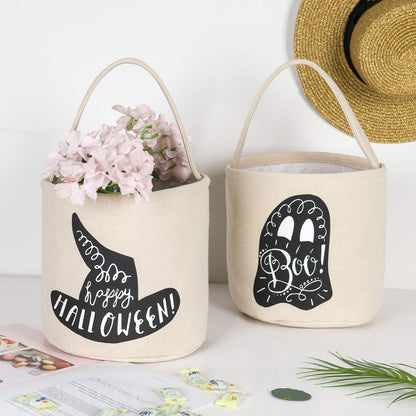 3 Pcs Halloween Trick or Treat Bucket - Candy Basket Tote Bag for Kids（Magic Hat, Ghost, Bat）