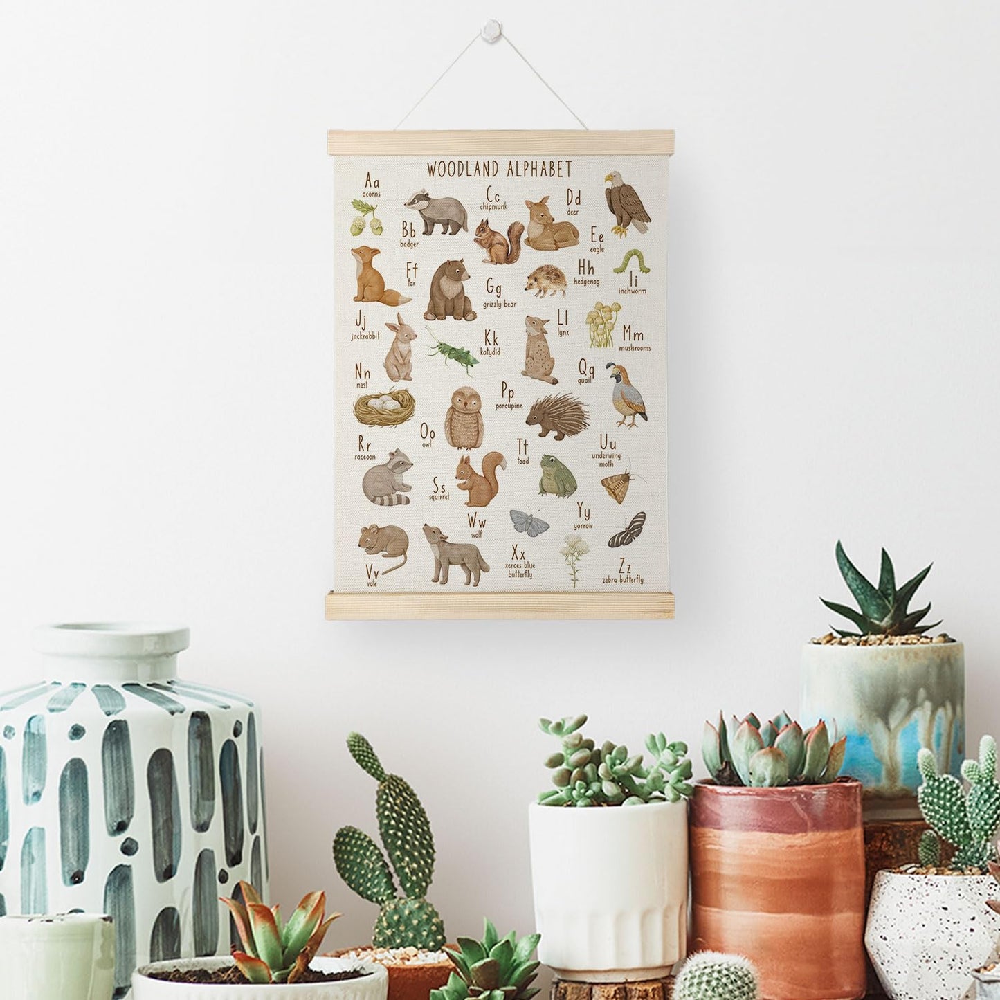 Nrleey Animal Alphabet Poster - Alphabet Wild Animal Nursery Decor, Nursery Wall Decor, 12x16 Wall Art Classroom Posters with Hanger