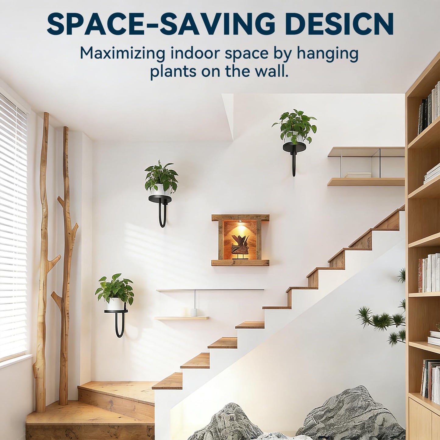 XNGZY Wall Planters for Indoor Plants, 3 Pack Wall Mounted Plant Holder, Metal Plant Floating Decor Shelves, Space Saving, for Bedroom, Living Room, Kitchen, Office, Bathroom Decor