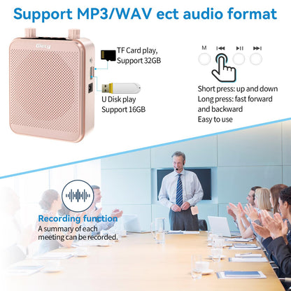 Giecy 30W Portable Voice Amplifier with Wired Microphone Headset, 2800mAh Rechargeable PA System Speaker Personal Microphone Speech Power Amplifiers Loudspeaker for Teachers/Metting/Tour Guide