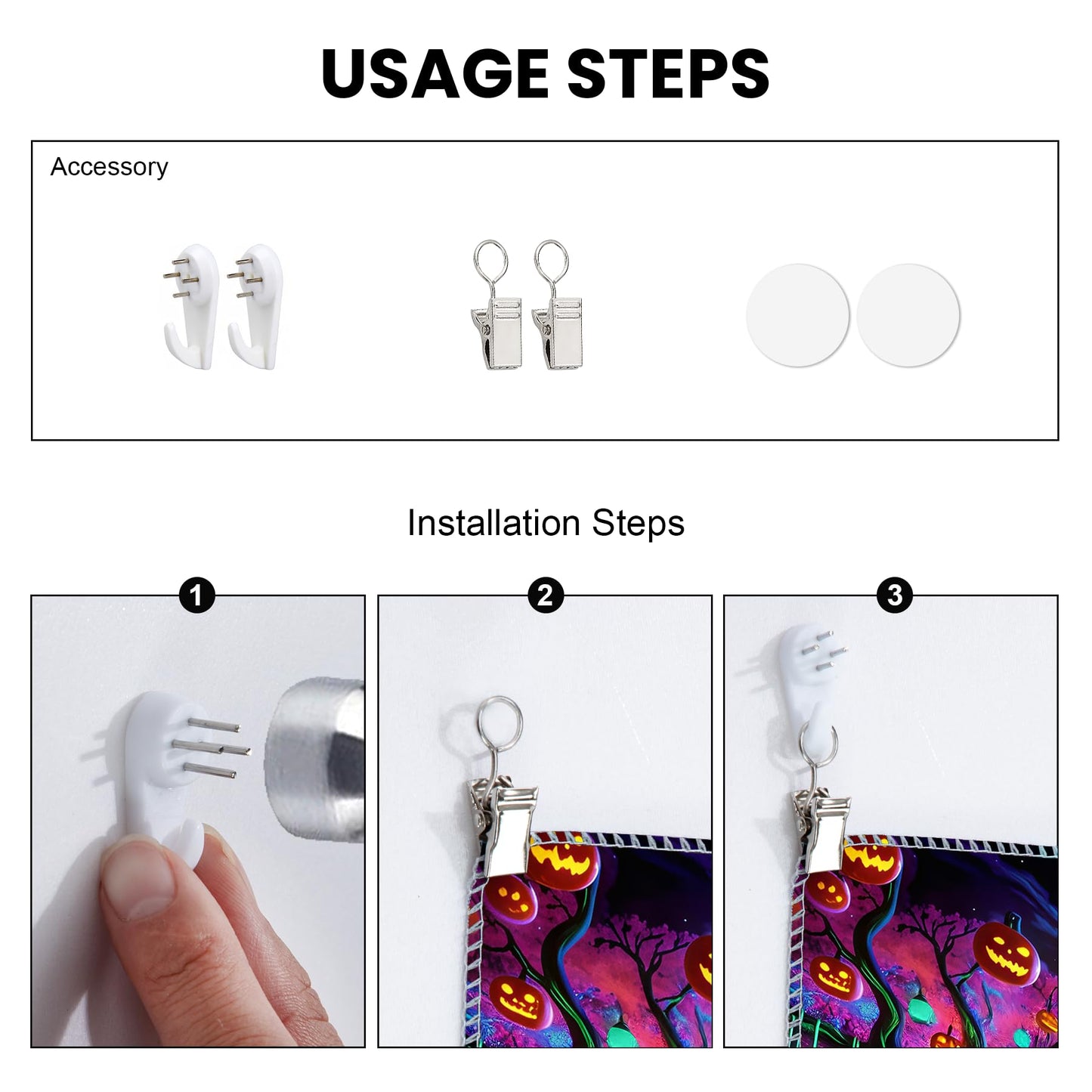 AOHMPT Glow-in-the-Dark Halloween Tapestry - UV Reactive Black Light Wall Hanging Decor for Spooky Parties, Bedroom, Living Room (Pumpkin-Bat, 79L x 59W, Unframed)