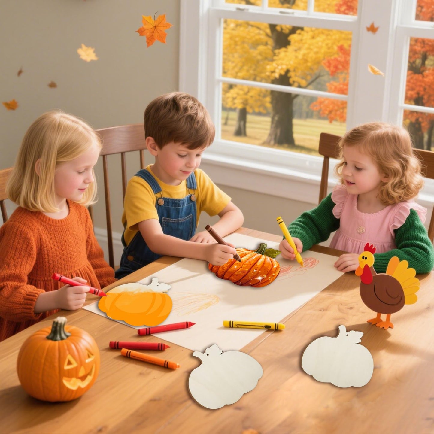 kuchisity Large Size 7" Wooden Pumpkin Cutouts 30 PCS, Unfinished Fall Wooden Ornaments DIY Blank Pumpkin Slices Crafts for Thanksgiving Halloween Party Home Decoration