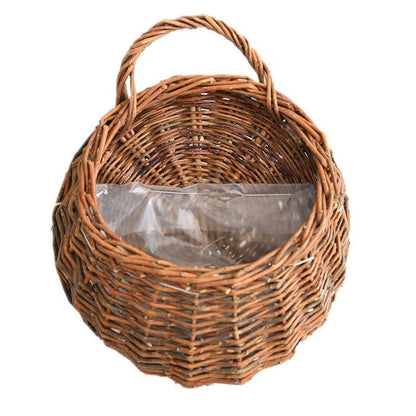 QRZLP Wall Hanging Flower Basket, Handmade Wicker Hanging Basket for Plant Wall Mount Rattan Chlorophytum Comosum Hanging Basket for Front Door, Home, Garden. (S)