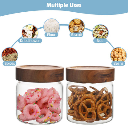 OULOVECO Small Glass Jars With Lids 16oz Spice Jars with Screw Lids Kitchen Clear Glass Storage Canister Container for Salt Herbs Cinnamon Coffee Seasoning Candy Cookie Tea (16oz(500ml)-2 pack)