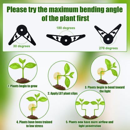 Gosknor 360° Adjustable Plant Training Clips, LST Plant Clips for Low Stress Training Garden Stem Support Trainer Clip for Stem Bending Gardening Accessories