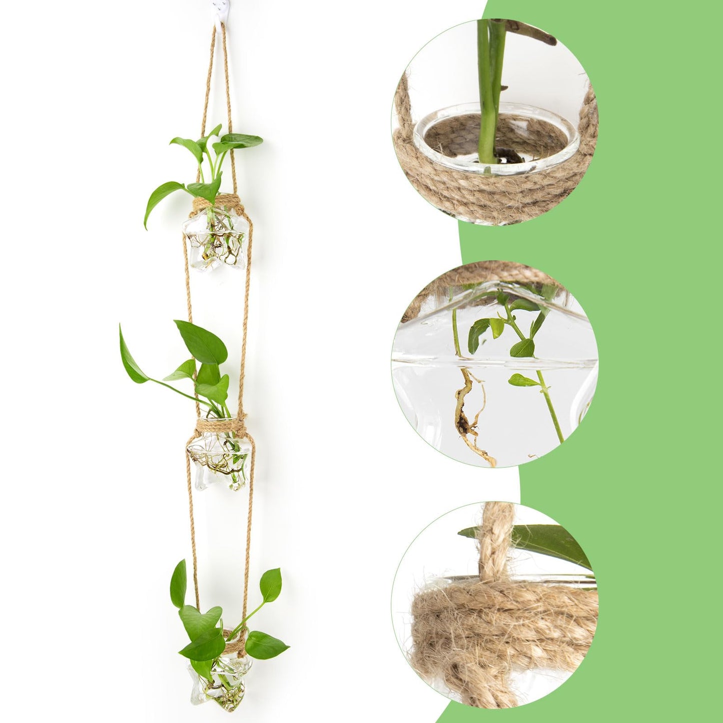 XXXFLOWER Wall Hanging Propagation Station，3 Tiers Star Shaped Glass Flower Vase for Hydroponic Planter Terrarium for Plant Cutting Home Office Living Room Garden Decor