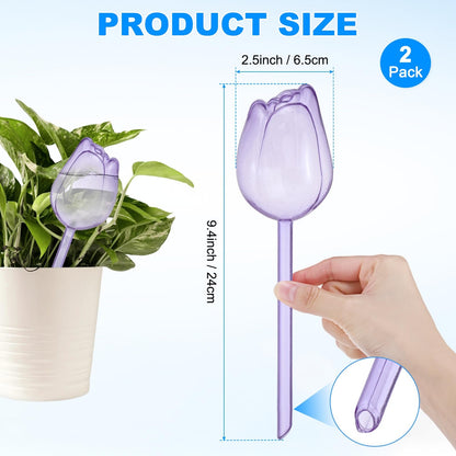 M METERXITY 2-Pack Plant Watering Globes, 9.4 Inch Plastic Self Watering Planter Insert for Indoor/Outdoor Plants, Self Water Devices [Purple]