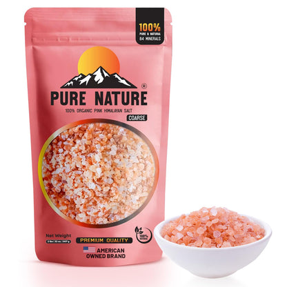 PURE NATURE Himalayan Pink Salt Coarse Grain 2 lb Natural Pink Himalayan Rock Salt for Grinder, Cooking, and Seasoning, Coarse Pink Salt Crystals from Pakistan, Non-GMO