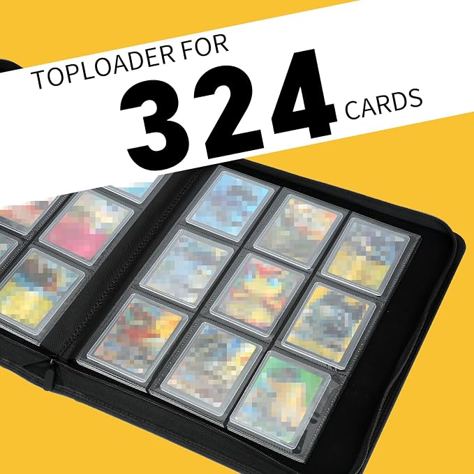 Toploader Binder, Holds 324 Toploaders, 9 Pocket Top Loader Binders with Sleeves for 3 x 4'' Toploaders, Double-Sided Pocket Top Loader Storage Binder, Trading Card Binder - Diamond Green