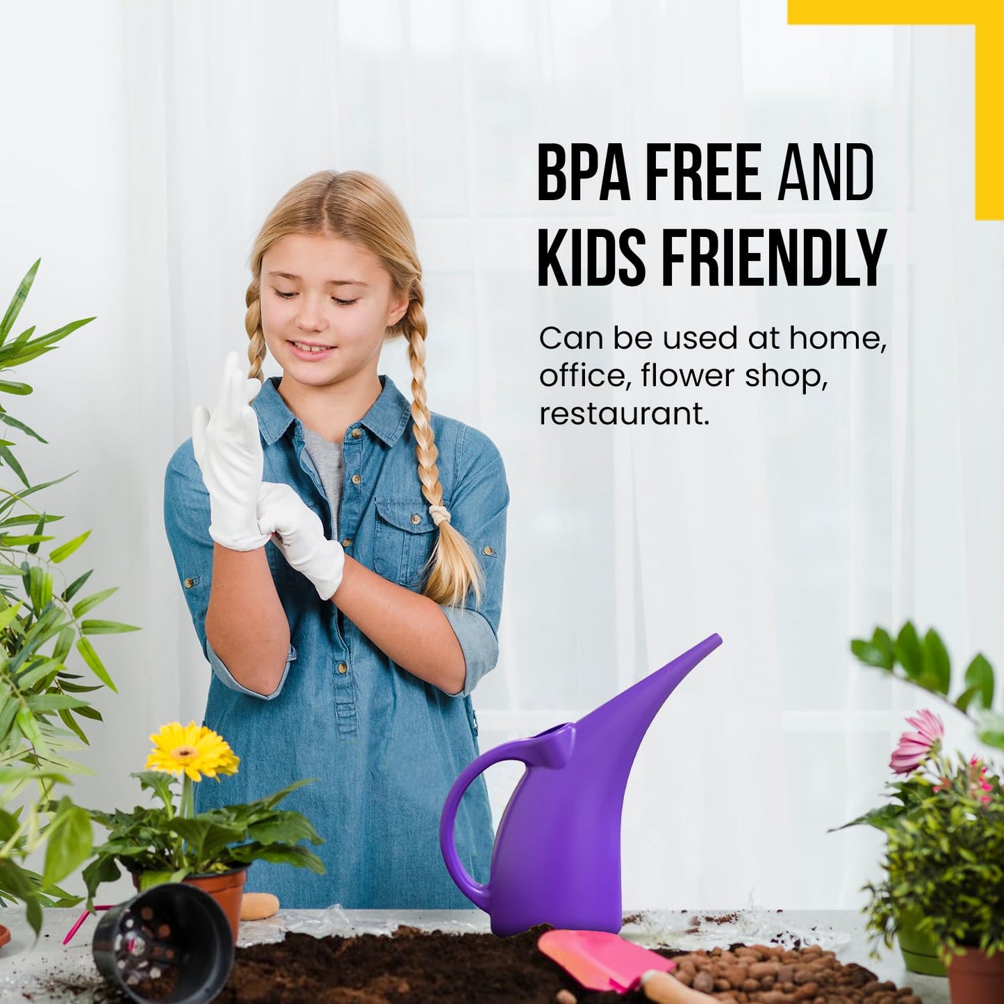KP Kool Products Watering Can 1/2 Gallon - Small Watering Can for Indoor Plants - Outdoor Watering Can - Purple Plant Waterer - Plastic Watering Can for Garden - 1 Pack