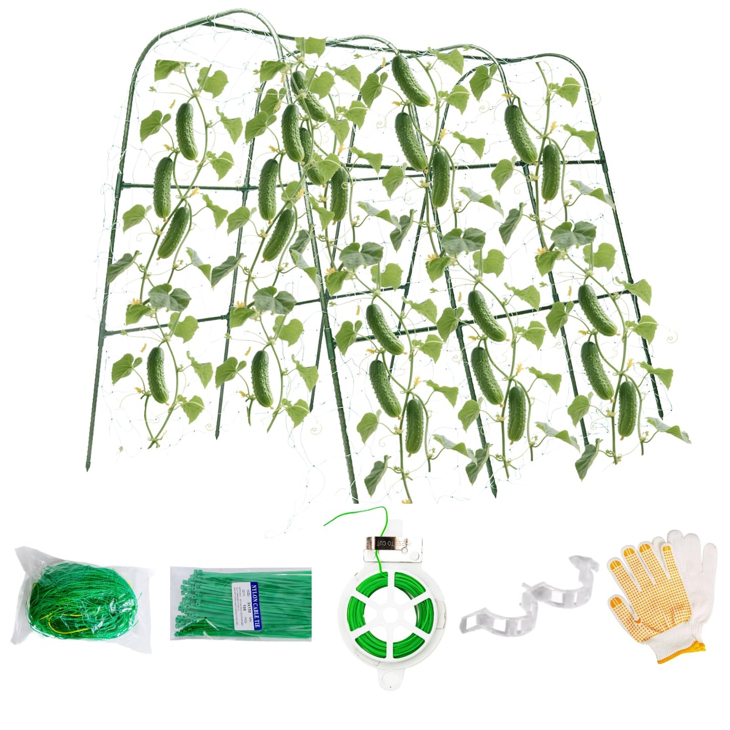 Cucumber Trellis for Raised Beds - 48"x30"x48"Sturdy Arch Trellis for Peas, Beans & Climbing Plants | Outdoor Vegetable Support, Garden Trellis Kit