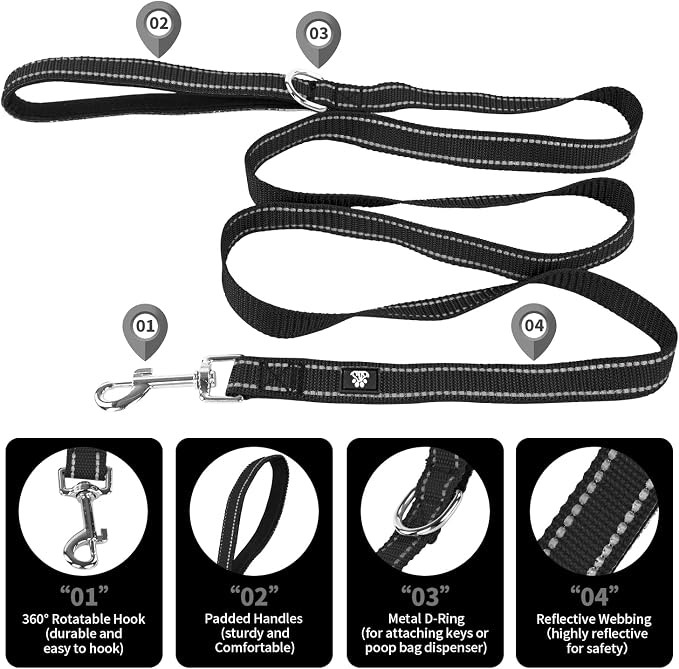 NESTROAD Dog Collar and Leash Set,Reflective Dog Collars with Quick Release Buckle,Adjustable Nylon Pet Collar for Small Medium Large Dogs(Small,Black)