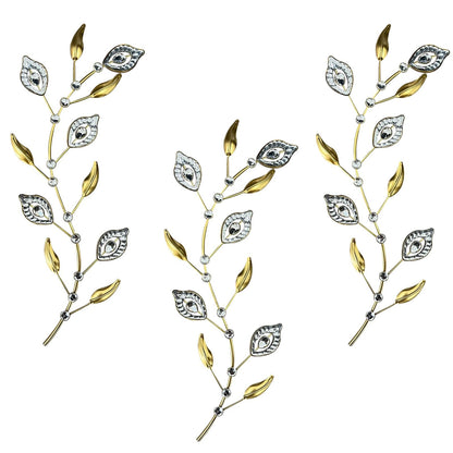 Cityelf 3 Set Crystal Leaf Wall Art Sculpture Iron Tree Leaves Branch Hanging Wall Décor Jeweled Bling Home Deor Acrylic Diamond Accent …