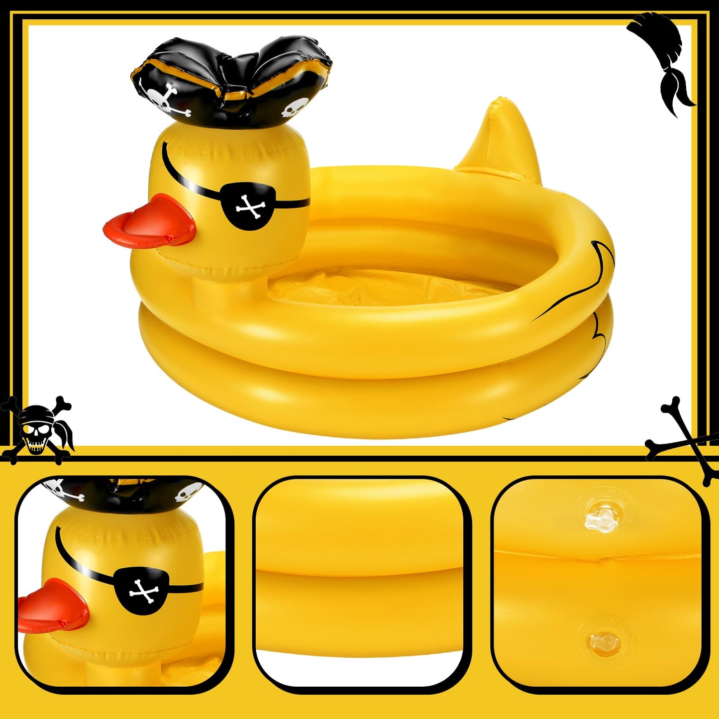 Bencailor Inflatable Pirate Duck Drink Cooler Reusable Blow up Duck Floating Cooler for Summer Halloween Hawaiian Beach Party Decoration Supplies, 31.5 x 23.6 Inch