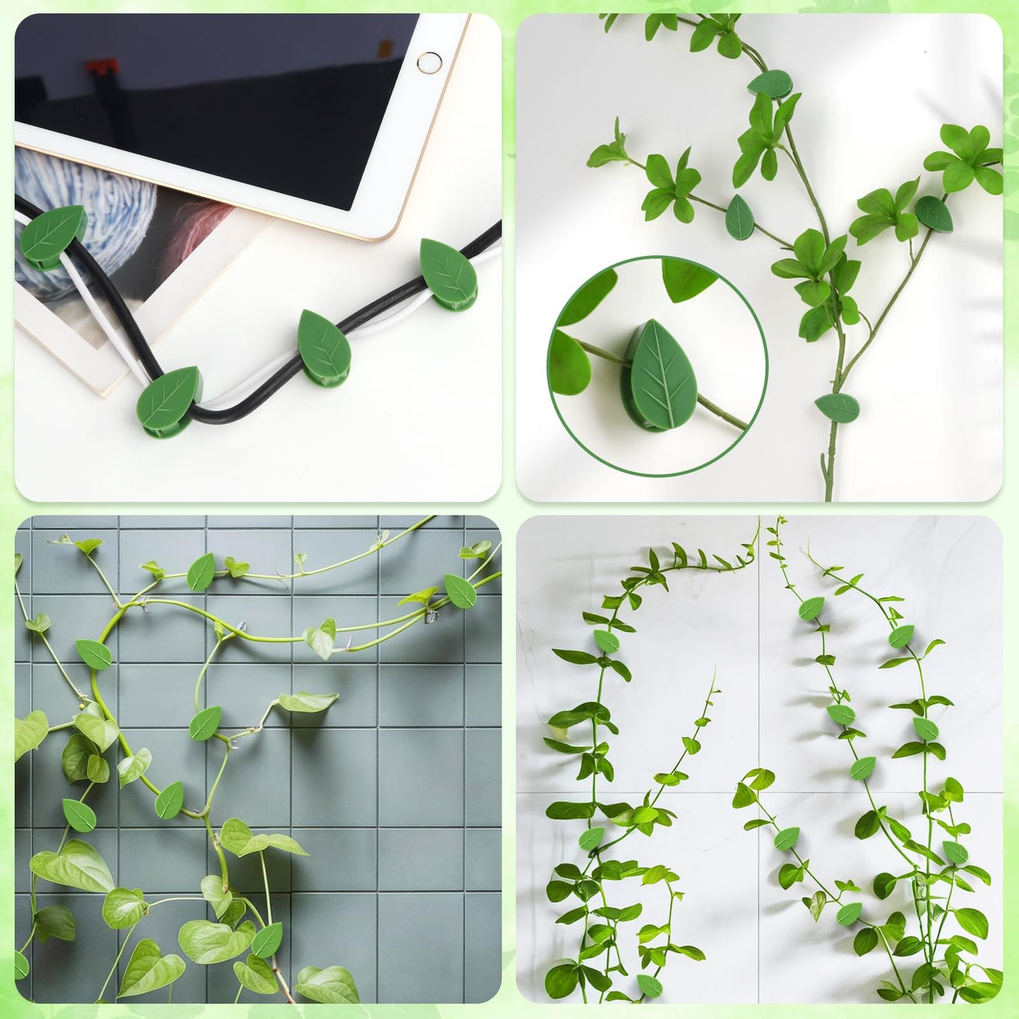 Pwfkgo 120 Pcs Plant Wall Clips, Plant Climbing Wall Fixture Clips, Wall Vines Fixing Clips with 144 Adhesive Stickers, Self-Adhesive Plant Fixer for Vine Support and Indoor Outdoor Decoration