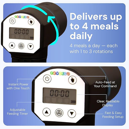 Auto Fish Feeder for Aquariums – Automatic Timer Dispenser with LCD Display & Adjustable Settings – Great for Vacation or Daily Feeding