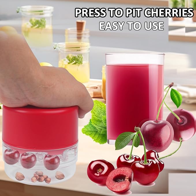 Cherry Pitter Tool Pit Remover, Multiple Cherry Core Remover Tool with Space-Saving Lock Design, Heavy-Duty Cherry Pit Remover for Kids