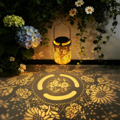 Merrytech Sunflower & Dragonfly Birthday Gifts for Mom Women Grandma - Hanging Solar Lanterns Outdoor Waterproof,Metal Garden Decor Outside Gardening Gifts,Decorations Yard Art Lights for Patio Lawn