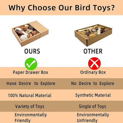 Bird Foraging Toys Parrot Chew Shredding Toys Bird Foraging Box for Parakeets Cockatiels Conures Lovebirds and Small to Medium Birds(Colorful)