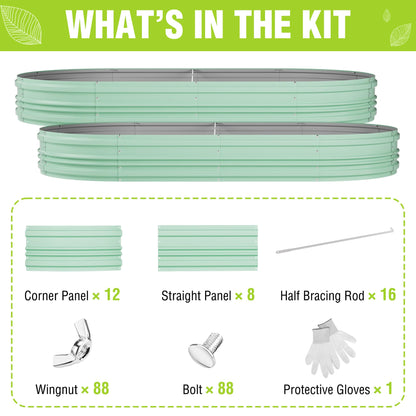 WORKPRO 2PK 8x4x1ft Outdoor Galvanized Raised Garden Bed, Easy Assembly Planter Raised Beds for Vegetable, Flowers, Herbs, Light Green