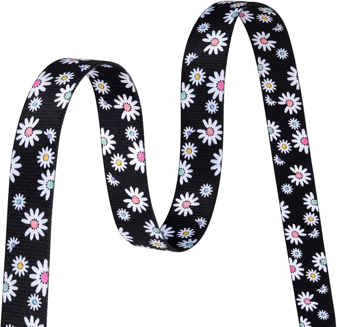 MarukoPet Dog Collar, Adjustable for Small Medium Large Dogs Puppy, Cute Design with Bohemia Floral Tribal Geometric Patterns Boys Girls Dog Collar(Black Daisy-M)