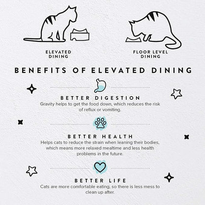 CatGuru Food Table for Cat Bowls, Elevated Feeding Station for Cat Food Bowl, Raised Stand for Pet Food and Water Bowls, Pet Feeder for Indoor Cats, Stress Free Stand for Pet Dishes or Plates (Aruba)